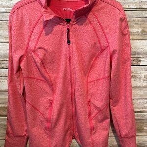 💗 Zella Pink Zip Up Athletic Jacket Thumbholes Womens Large